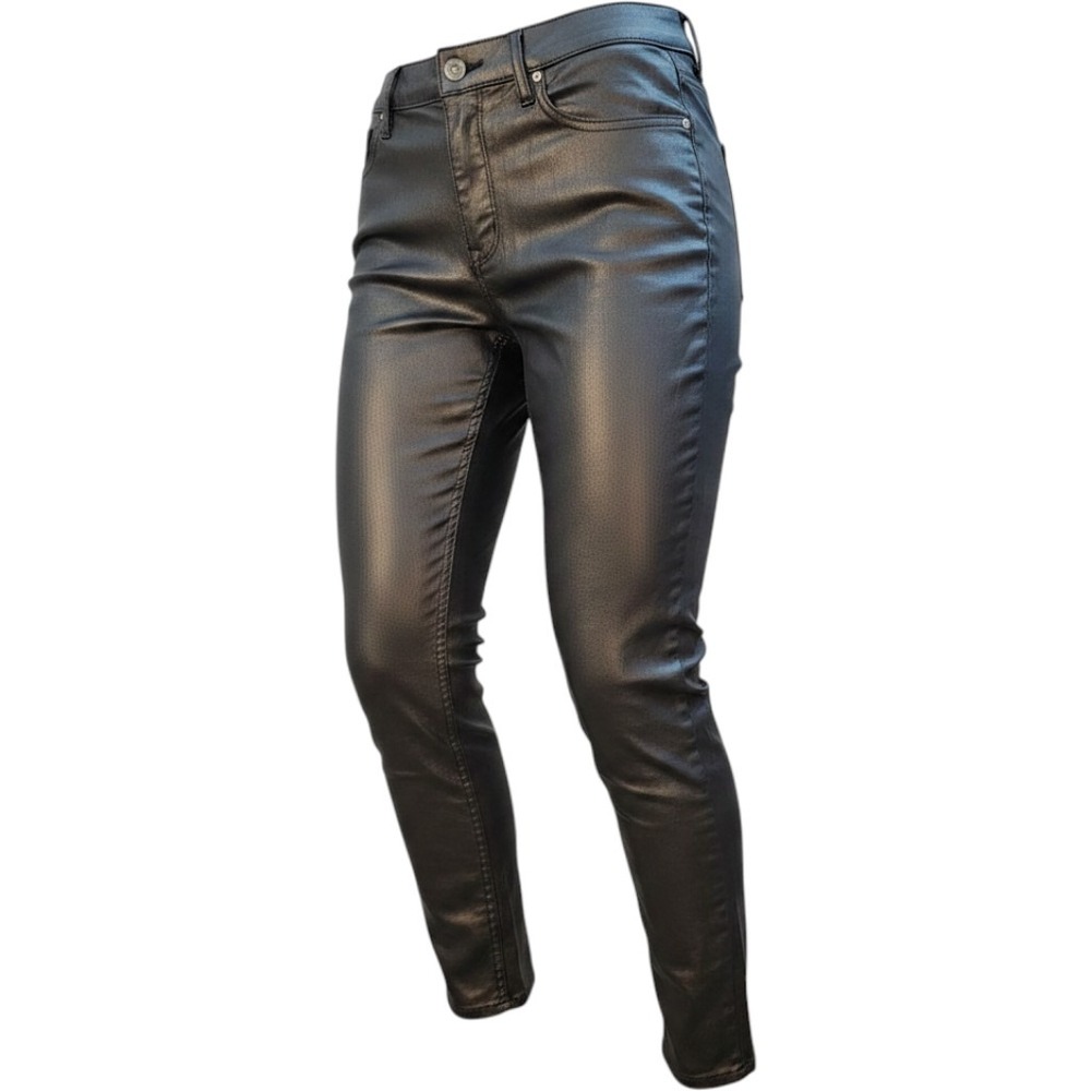 White House Black Market High-Rise Skinny Coated Pants Black Petite 8P 570336863